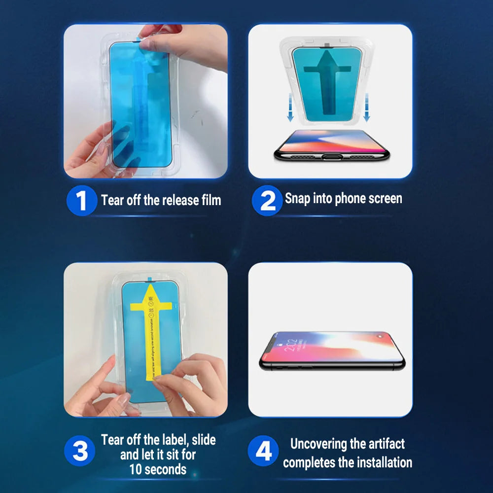 3-Pack Oleophobic Coating Dust Free Screen Protector For iPhone 17 Pro Max 16 15 13 11 12 14 Pro Max SE 7 8 XR Easy Installation Glass