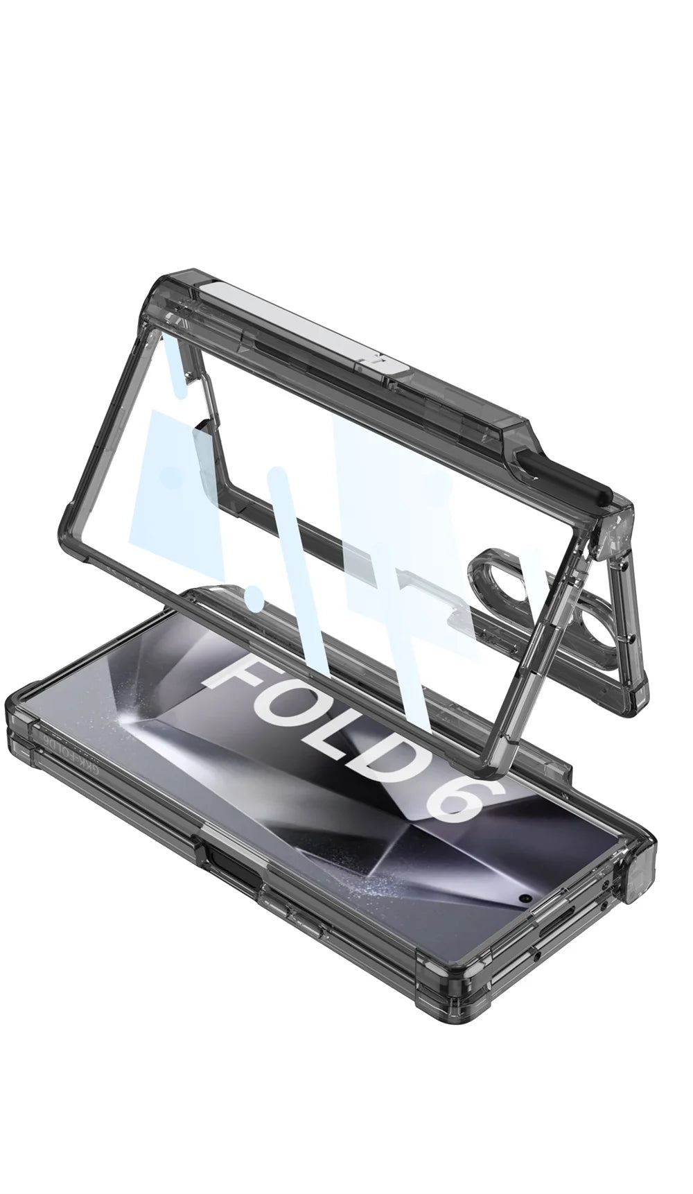 Transparent Airbag Hinge Protection Case for Samsung Galaxy Z Fold 6 With S Pen Holder ZFold 6 Built-in Screen Protector Cover