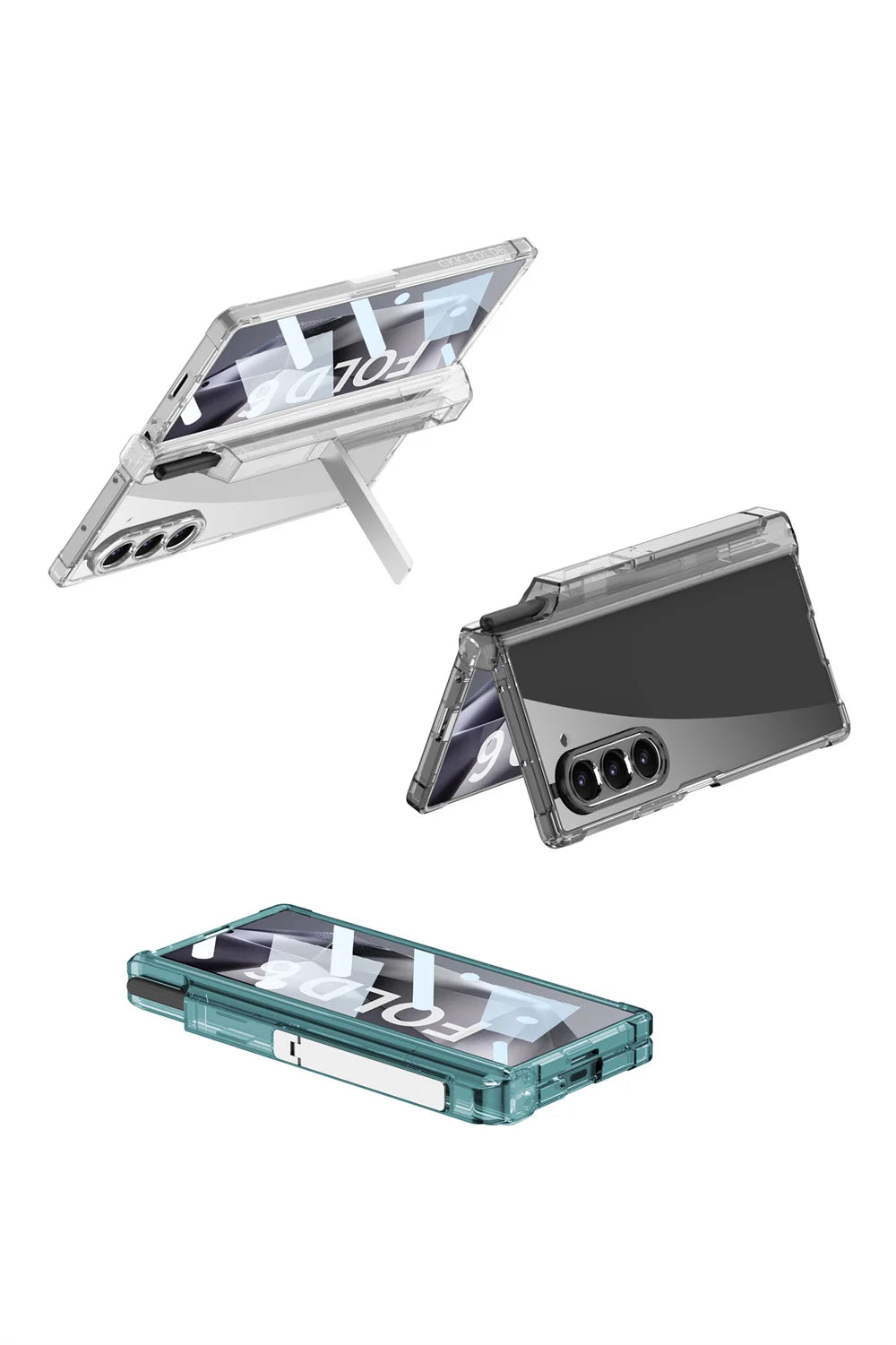 Transparent Airbag Hinge Protection Case for Samsung Galaxy Z Fold 6 With S Pen Holder ZFold 6 Built-in Screen Protector Cover