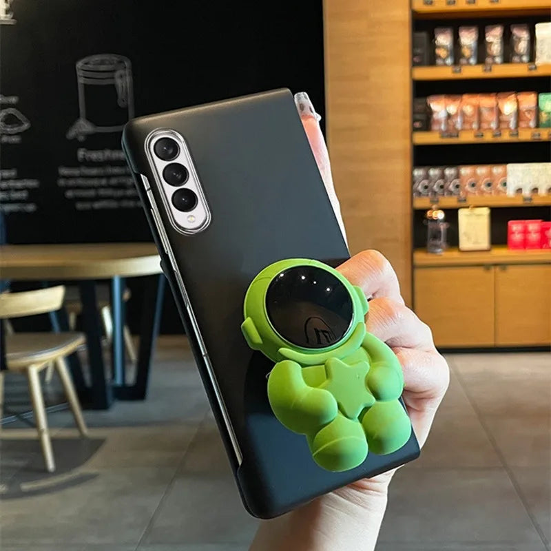 Fashion INS Love Crossbody Lanyard Phone Case For Samsung Galaxy ZFold7 ZFold6 5 ZFold4 3 2 Cute Astronaut Bracket Folding Cover