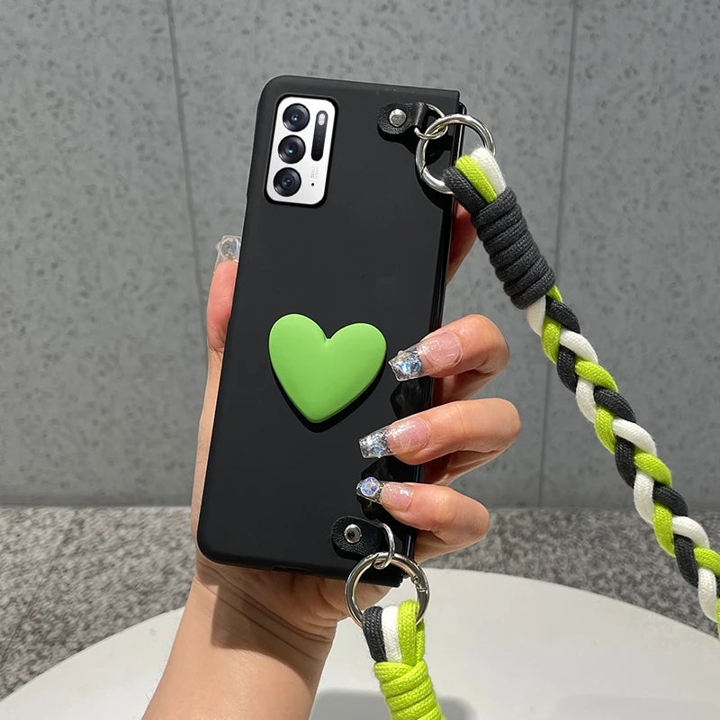 Fashion INS Love Crossbody Lanyard Phone Case For Samsung Galaxy ZFold7 ZFold6 5 ZFold4 3 2 Cute Astronaut Bracket Folding Cover