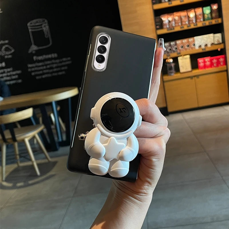 Fashion INS Love Crossbody Lanyard Phone Case For Samsung Galaxy ZFold7 ZFold6 5 ZFold4 3 2 Cute Astronaut Bracket Folding Cover