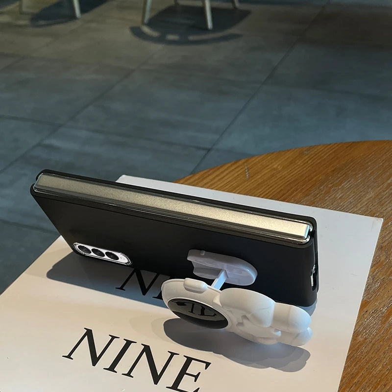 Fashion INS Love Crossbody Lanyard Phone Case For Samsung Galaxy ZFold7 ZFold6 5 ZFold4 3 2 Cute Astronaut Bracket Folding Cover