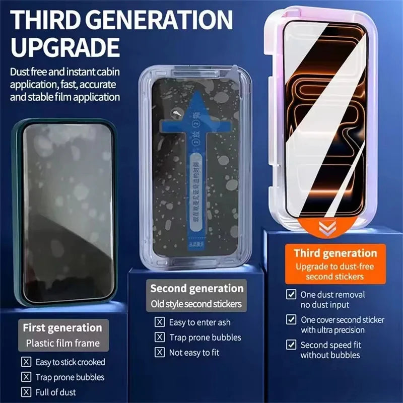Oleophobic Coating Dust Free Easy Installation Privacy Screen Protector For iPhone 16 15 14 13 12 11 17 Pro Max XR X XS 16 Plus