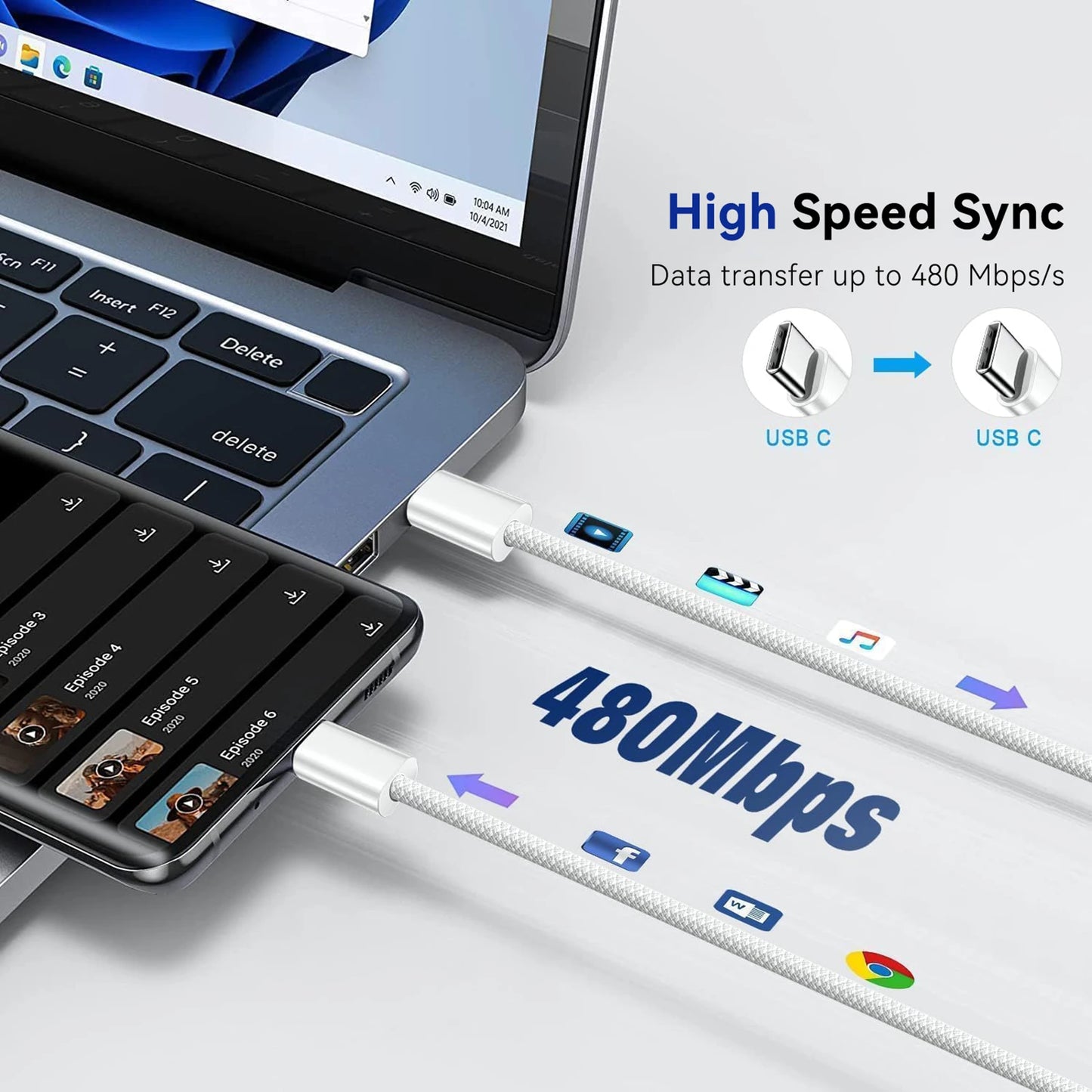 40W PD Fast Charger For iPhone 17 16 15 Pro Max USB C to C Fast Charging Cable For Samsung S25 S24 AirPods Phone Accessories