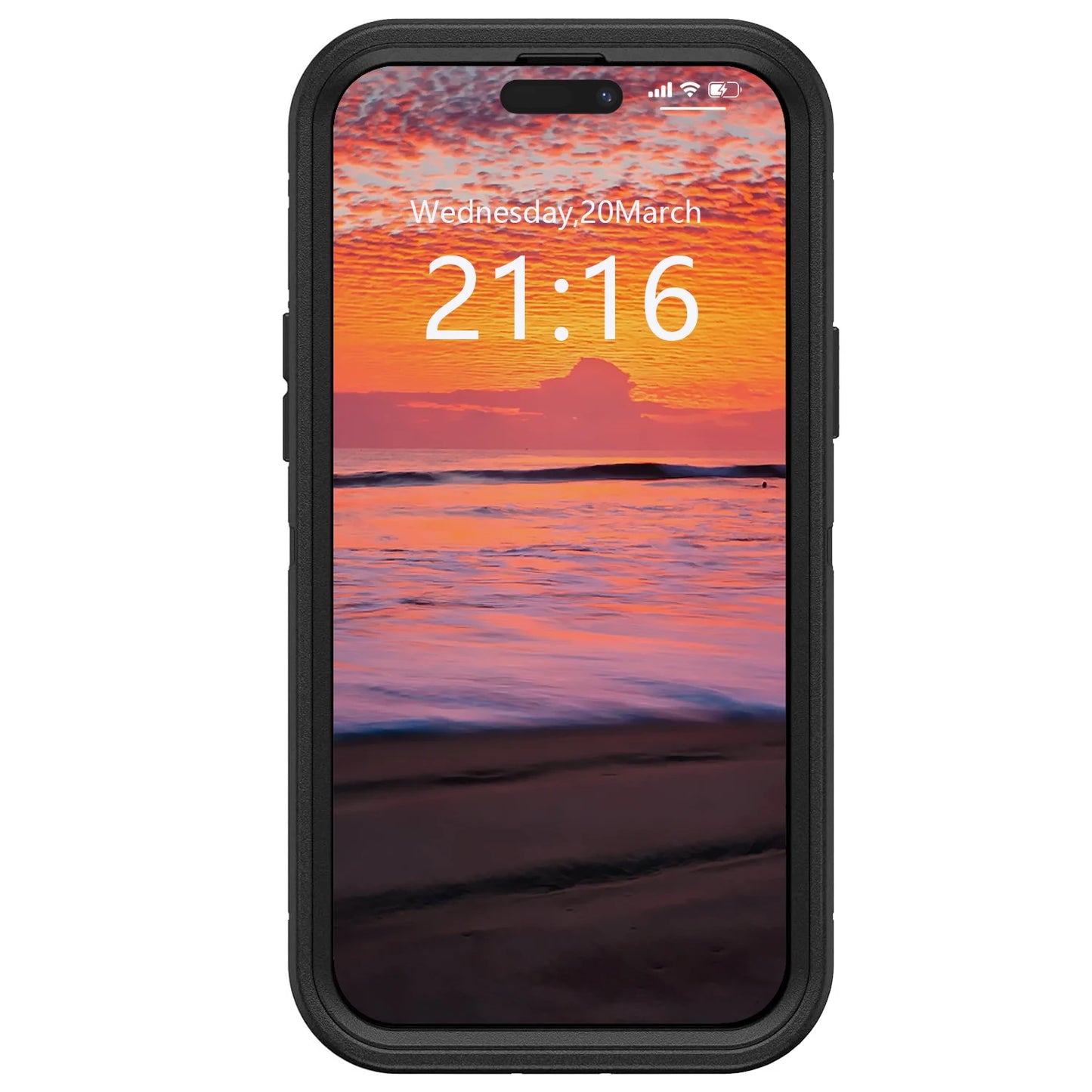 For iPhone 14/iPhone 14 Plus/iPhone 14 Pro/iPhone 14 Pro Max 5G 3-Layers Heavy Duty Protective Kickstand Phone Cover Black Case