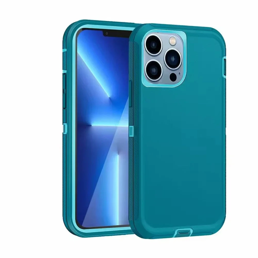 3in1 Defend Phone Case For iPhone 16 17 16E 15 14 Plus 13 12 11 Pro Max Mini Original Heavy Duty Shockproof Hybrid Armor Cover