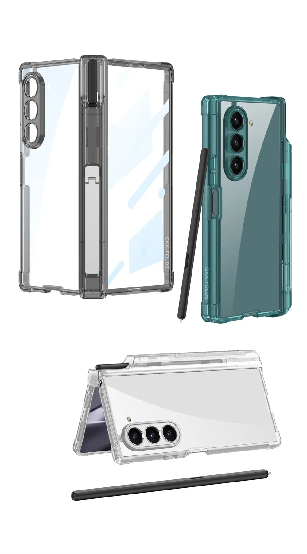 Transparent Airbag Hinge Protection Case for Samsung Galaxy Z Fold 6 With S Pen Holder ZFold 6 Built-in Screen Protector Cover