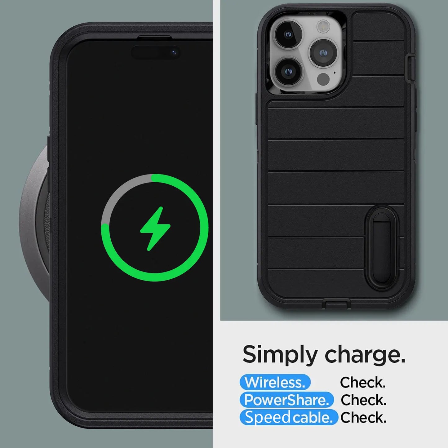 For iPhone 14/iPhone 14 Plus/iPhone 14 Pro/iPhone 14 Pro Max 5G 3-Layers Heavy Duty Protective Kickstand Phone Cover Black Case