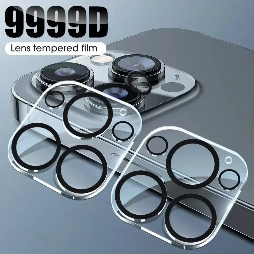1-5Pcs Tempered Glass for iPhone 17 16 15 14 13 Pro Max Plus Mini Camera Lens Protector Black Circle Protective Lens Film Cover