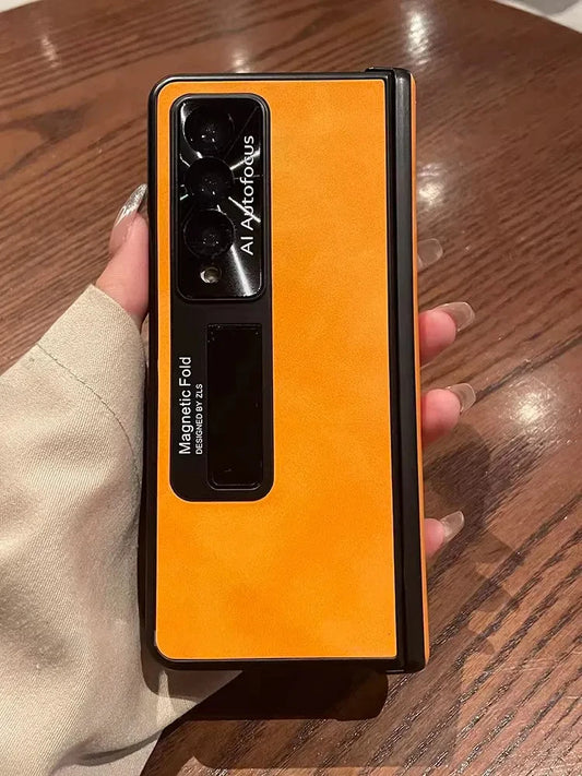 Case with Stand For Samsung Galaxy Z Fold 5 3 Fold 4 5G Magnetic Hinge Luxury Leather Screen Protector for ZFold 4 ZFold 3 Case