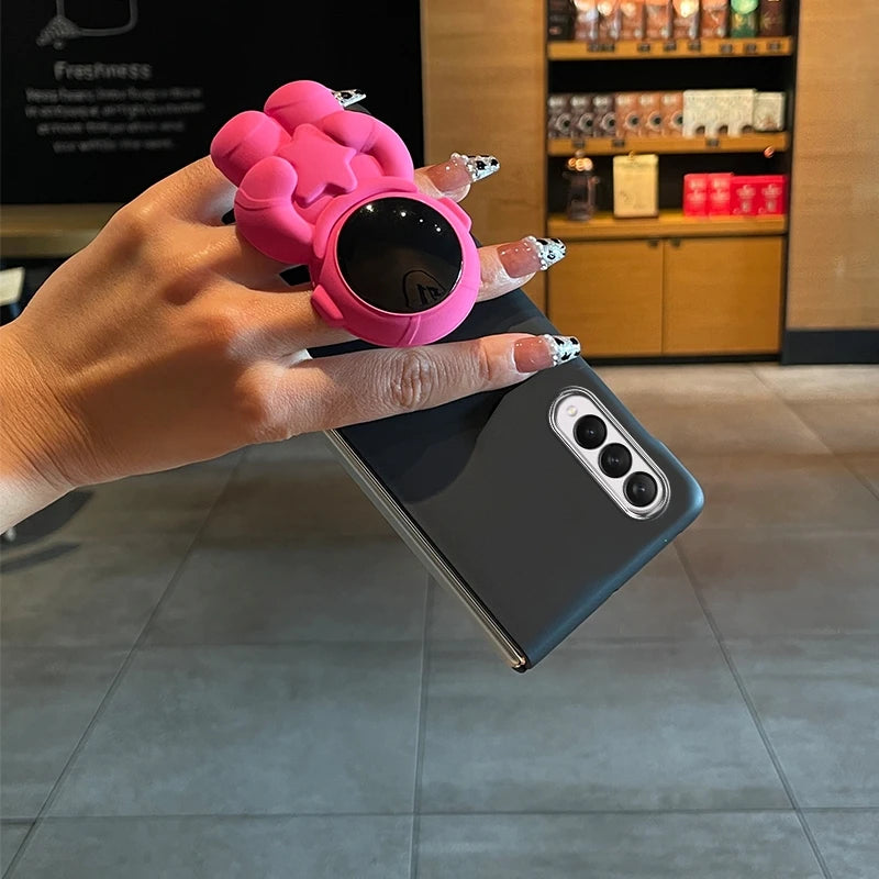 Fashion INS Love Crossbody Lanyard Phone Case For Samsung Galaxy ZFold7 ZFold6 5 ZFold4 3 2 Cute Astronaut Bracket Folding Cover