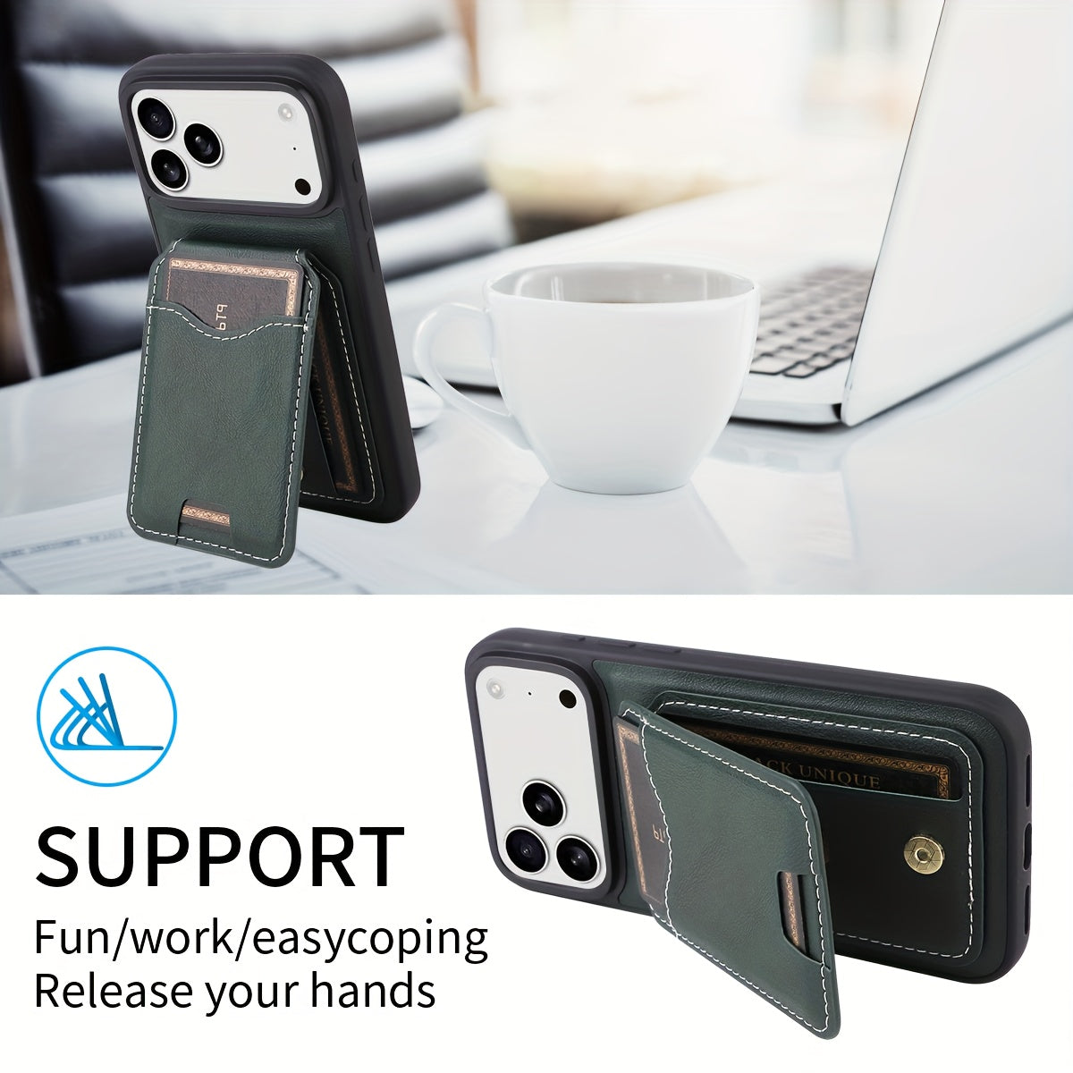 Faux Leather Phone Case with a Kickstand And Card Slot for Iphone 17 Pro Max, Compatible with Models 16/15/14/13/12/11 Pro, Designed for Drop Protection, Black Pu Film Case, Phone Case With Card Slot, Cell Phone Case Cute, Ph